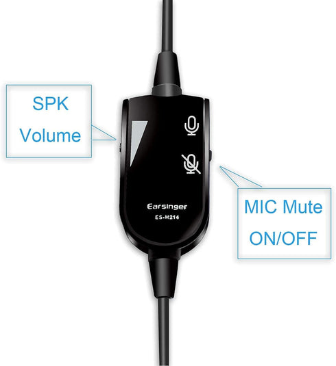 M214C 2.5mm Headset with Microphone & Volume Mute Controls, Compatible with Polycom321, CiscoSPA303, UnidenDECT, AT&T