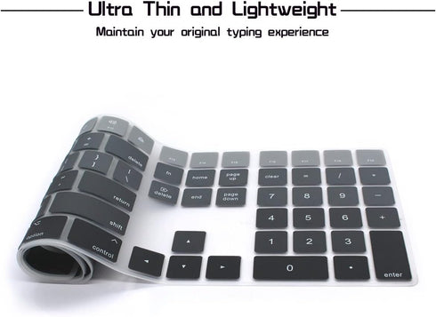 HRH Ombre Gray Silicone Keyboard Cover for Magic Keyboard with Numeric Keypad A1843 MQ052LL/A (US Layout, 2017)