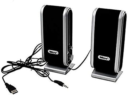 IMD168B 2.0 Channel Stereo Speakers, Wired with USB Power and 3.5mm AUX for PC and Computer