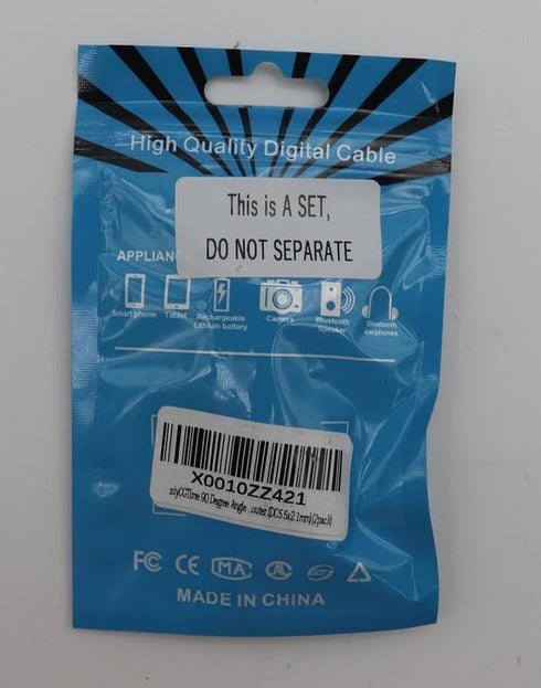 zdyCGTime 90 Degree Angle DC5.5x2.1mm Male to Female Adapter, 2-Pack Charging Cable Connector
