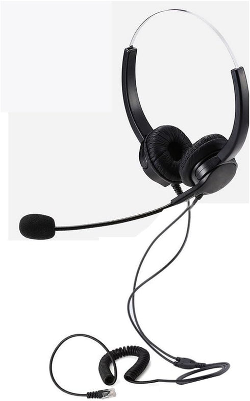 TelPal Binaural Headset: Noise Cancelling, 4-Pin RJ9, Hands-Free for Call Centers, Ideal for Counseling & Hospitals.