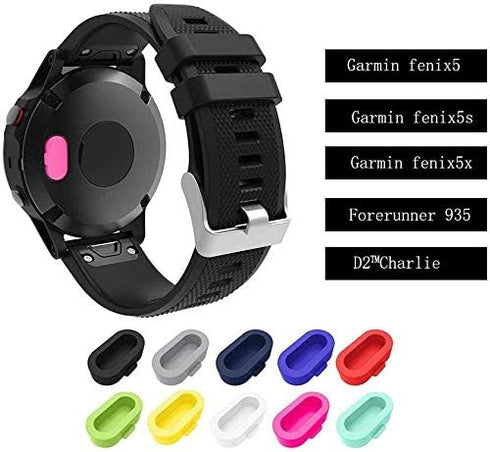10 Pieces Colorful Charger Port Protectors, Anti Dust Plugs Compatible with Vivoactive 3 Fenix 5 5S 5X Plus, Forerunner