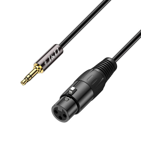 J&D XLR to 3.5mm Microphone Cable, 3 Feet PVC Shelled XLR Female to 1/8 inch TRS Male Balanced Cable
