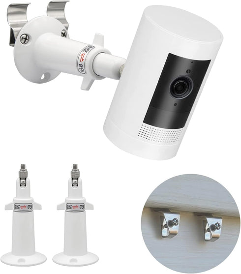 Ring Camera Vinyl Siding Wall Mounts, No Drill 360 Degree Adjustable for Ring Stick Up Cam & Indoor Cam (2 Pack)