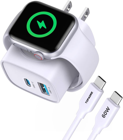Apple Watch Charger with 20W Fast Charging Block, 3 in 1 PD USB C Wall Charger for iWatch Series Ultra/9/8/7/6