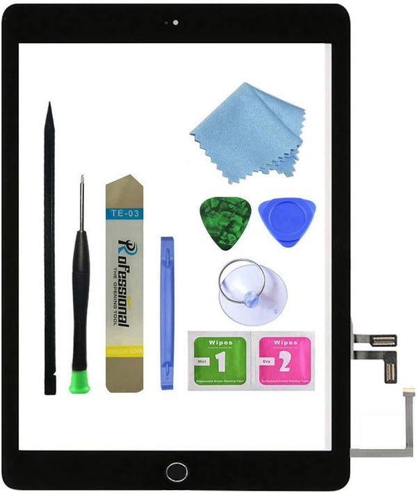Touch Screen Digitizer Assembly Replacement for Black iPad 5 2017 9.7 inch (A1822, A1823) with Home Button
