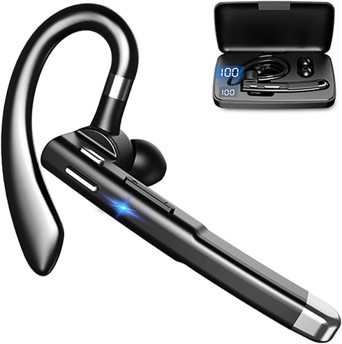 Bluetooth Earpiece for Cell Phones, V5.1 Headset with Charging Case, Waterproof Hands-Free Earphones for Android/iPhone