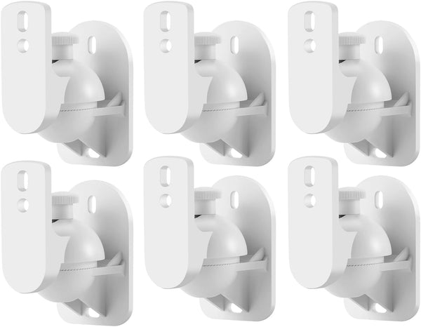 TNP Universal Satellite Speaker Wall Mount Brackets, Stylish White Finish with Adjustable Swivel & Tilt for Home