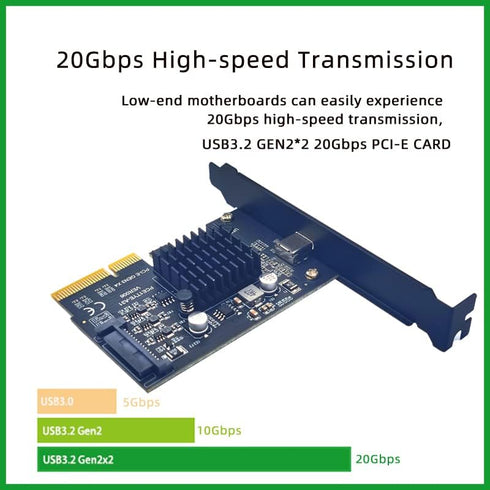 Sintech PCIe 4X USB 3.2 Gen2x2 Adapter Card, USB Type-C PCI Express Gen3 x4 Lane Host Card