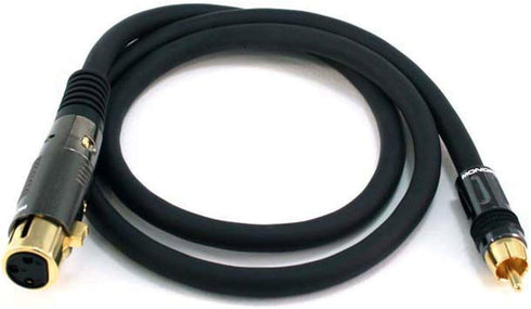 Monoprice Premier Series XLR to RCA Cable, Female to Male, 3 Feet, Black, 16AWG