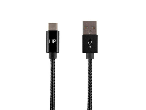 Monoprice 10 Feet USB 2.0 Type-C to Type-A Cable, Fast Charge and Sync, Durable Nylon-Braided Jacket