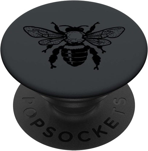 PopSockets Standard PopGrip: Black Color Effect of Honeybee on Dark Grey Grip