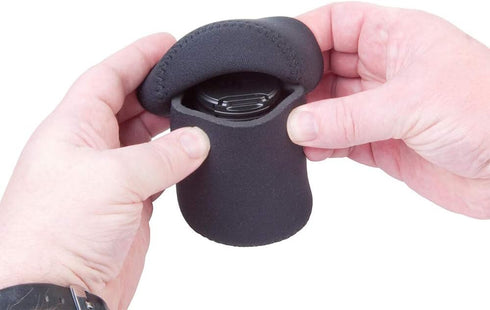 OP/TECH USA 7801056 Fold-Over Neoprene Lens Pouch, Durable Camera Lens Case with No-Lose Lid (Black)