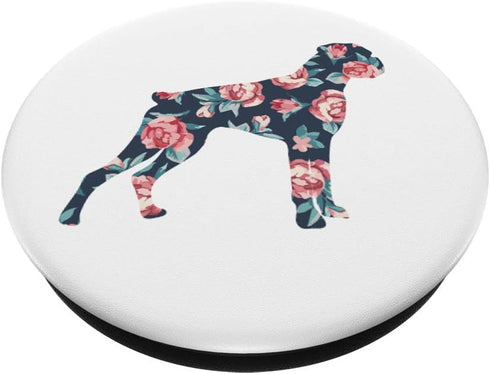 Boxer Floral Roses Pattern Graphic Dog Love PopSockets PopGrip: Swappable Grip for Phones & Tablets