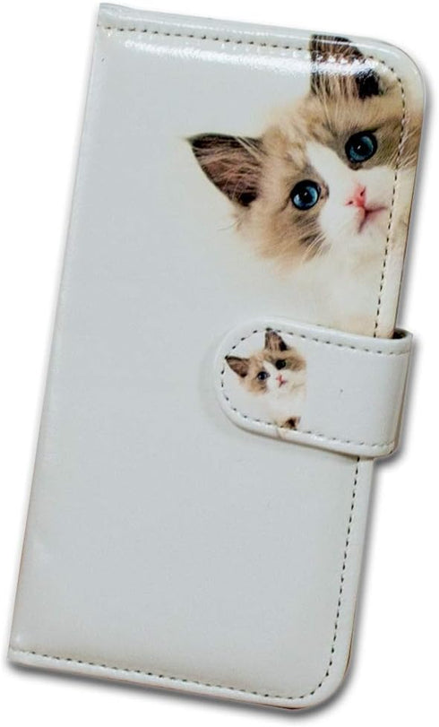 Cute Brown Cat Leather Flip Phone Case for iPhone 13 Pro Max, Wallet Cover with Card Slot Holder and Kickstand
