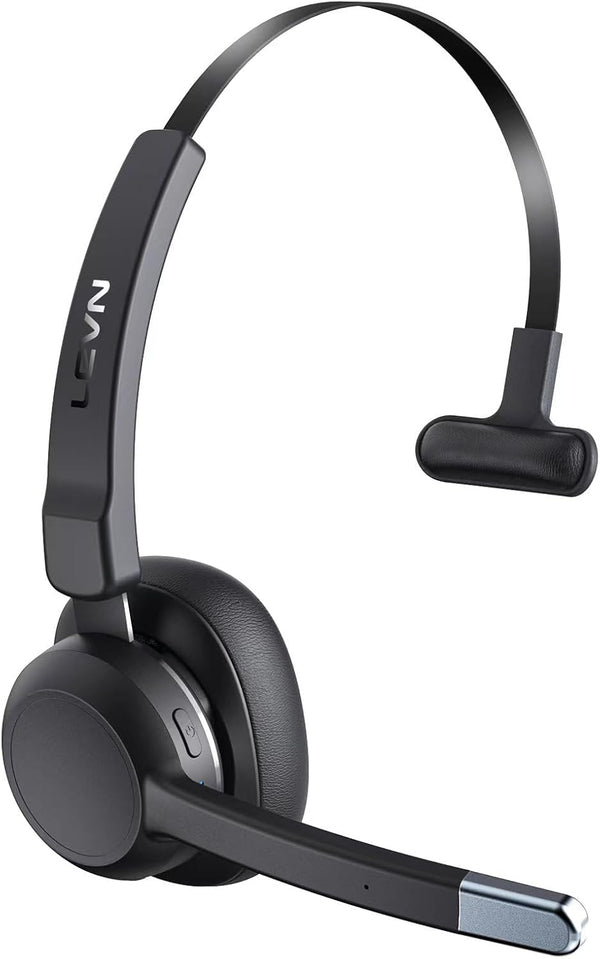 LEVN Trucker Headset, Bluetooth Headset with Noise Cancelling Microphone & Mute Button, 5.2 Multipoint for Work from