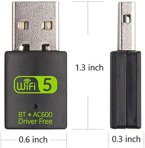 USB WiFi Bluetooth Adapter, 600Mbps Dual Band 2.4/5Ghz Mini Dongle for PC, Laptop, Desktop Wireless Network