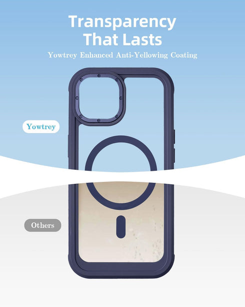 yowtrey 13 2 13 Defender for Clear iPhone Case with Belt Clip Holster + Screen Protectors, Compatible with MagSafe