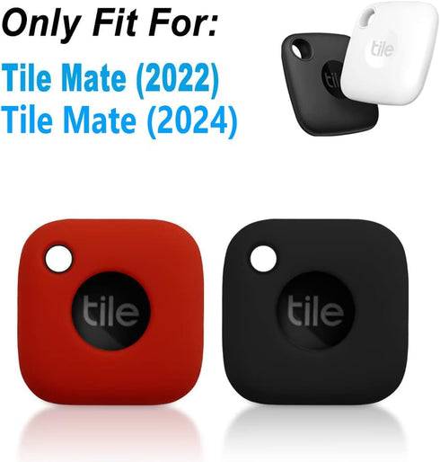 Geiomoo Silicone Case for Tile Mate 2024/2022, Soft Scratch Resistant Cover with Carabiner (2 Pack Black+Red)