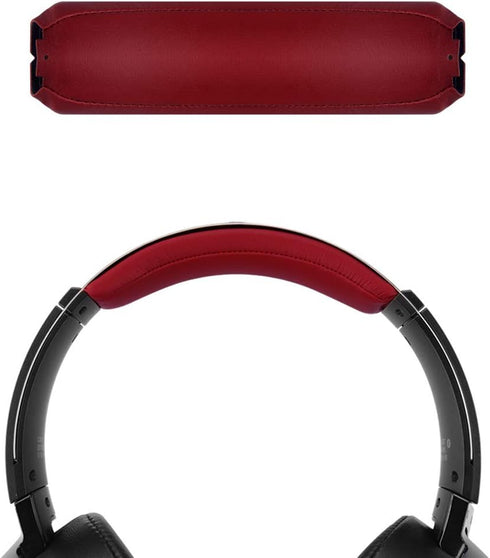 Geekria Protein Leather Headband Pad for Sony MDR-XB950BT, Headphones Replacement Band (Red)