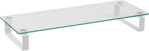 Contemporary Clear Glass Monitor Stand - Stylish Desktop Organizer and Laptop Riser