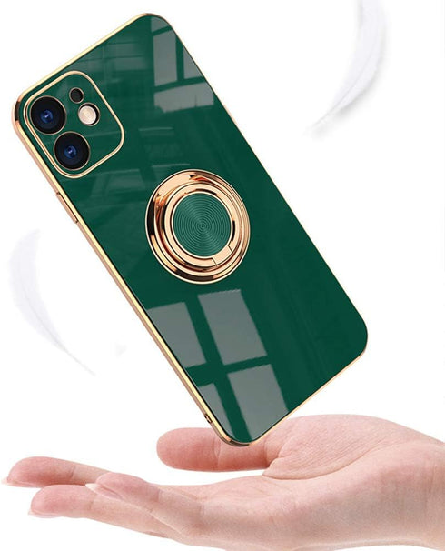Omorro for Black iPhone 8 Plus/iPhone 7 Plus Case, Ring Holder with 360 TPU Rotation Kickstand, Glitter Plating Rose