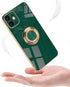 Omorro iPhone Xs Max Case for Women - Ring Holder, 360 TPU Rotation Kickstand, Glitter Plating Rose Gold Edge