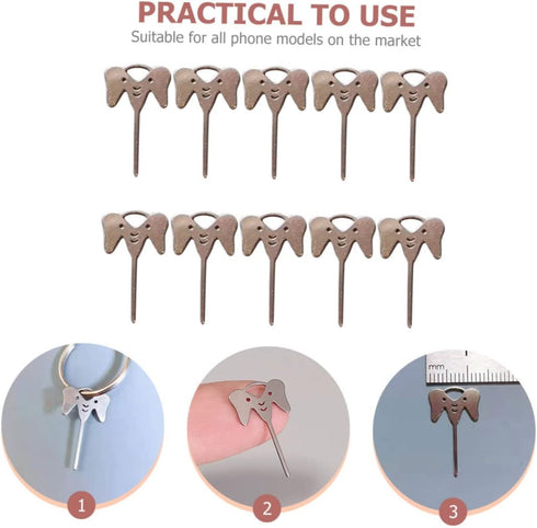 HyKab 10pcs Silverx5p Eject Ejecting Opener Removers Card Remover Chip Ejectors Design Steel for Needles Tablet Needle