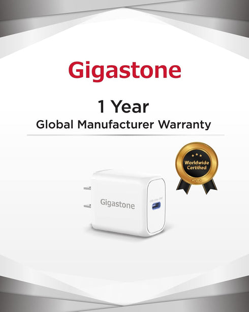 Gigastone 20W USB C Charger Power Essential PD3.0 Fast Charger, Compact USB C Power Adapter for iPhone 16/15/14/13/12
