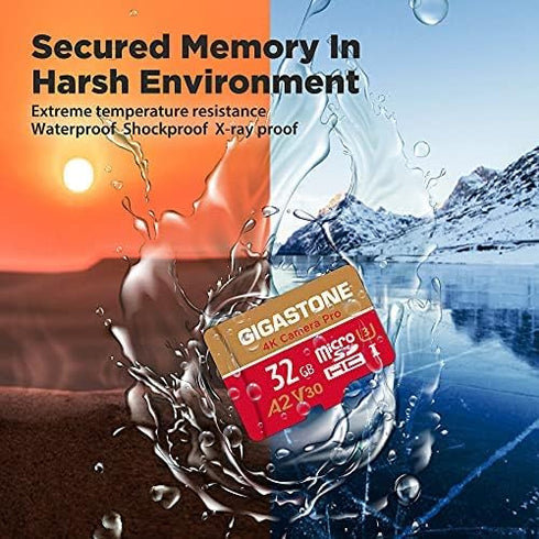 Gigastone 5-Years 32GB 4K 95/35MB/s U3 A2 V30 Data Recovery Micro SD Card, Camera Pro, Compatible with GoPro, Wyze