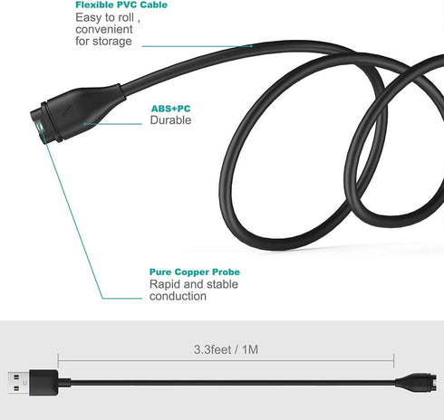 2 Pack 1M TUSITA Charger Cable Compatible with Garmin Watch