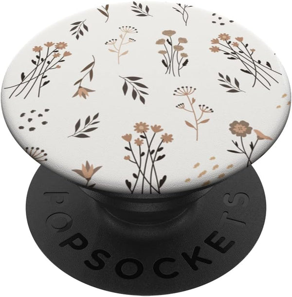 Neutral Beige Flower Floral Modern Blossom Leaves PopSockets Swappable PopGrip