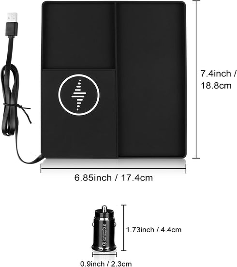Wireless Phone Charging Pad for 2023 2024 Honda 11th Accord, Silicone Material, Dual Charging Ports, 15W Adapter for