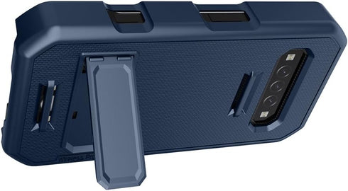 Kyocera DuraForce PRO 3 (E7200) Case and Holster Combo, Navy Blue, with Kickstand, Handstrap, and Screen Protector.