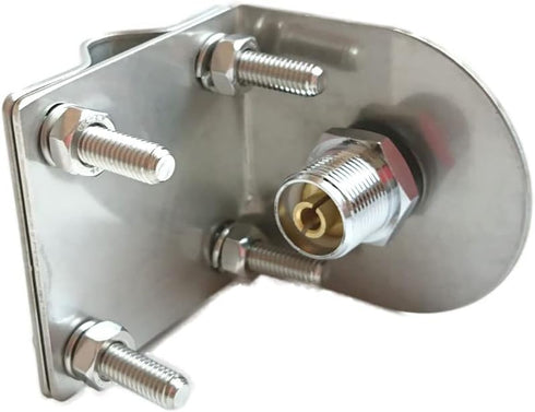 Stainless Steel CB Antenna Mirror Mount with 3/8” x 24 Thread Stud to SO239 Connector (3/8x24 Stud to SO239)
