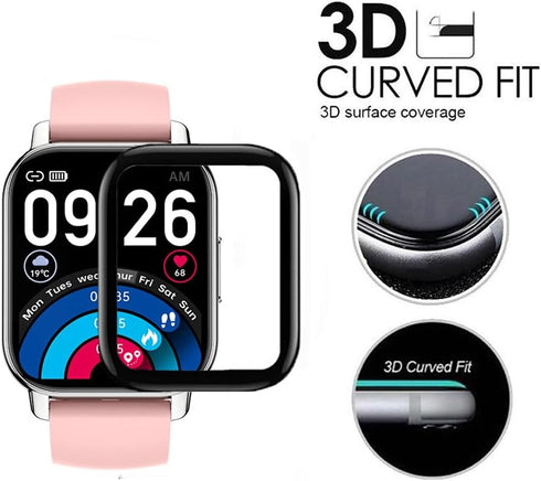3 Pack Compatible with Popglory P66 1.85'' Smartwatch Screen Protector Film for P66 1.85 inch Smart Watch Screen Protectors Foils 3D Full Coverage Screen Cover Anti-Scratch