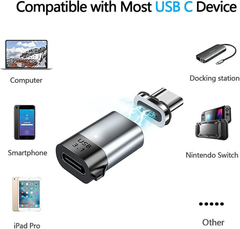 USB C Magnetic Adapter 24 Pin Straight 2 Pack, PD 100W Fast Charging, 10Gbps Data Transfer
