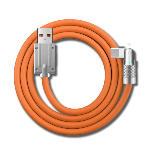 Recyphi Chubby Gamer USB to C Fast Charge Cable - 180° Rotating, LED, Durable Rubber, Flexible Rotary Connector for