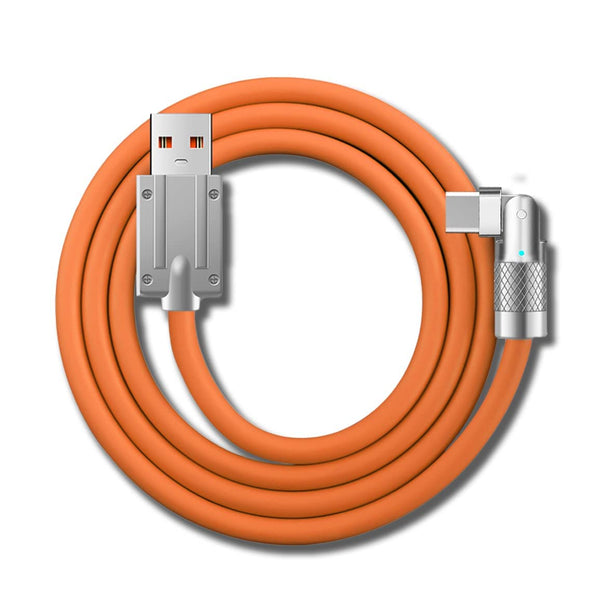 Recyphi Chubby Gamer USB to C Fast Charge Cable - 180° Rotating, LED, Durable Rubber, Flexible Rotary Connector for