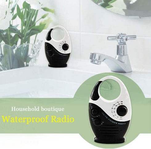Waterproof Shower Radio, 3V 0.5W Adjustable Volume AM FM Button Speaker for Bathroom Shower, Wireless Radio