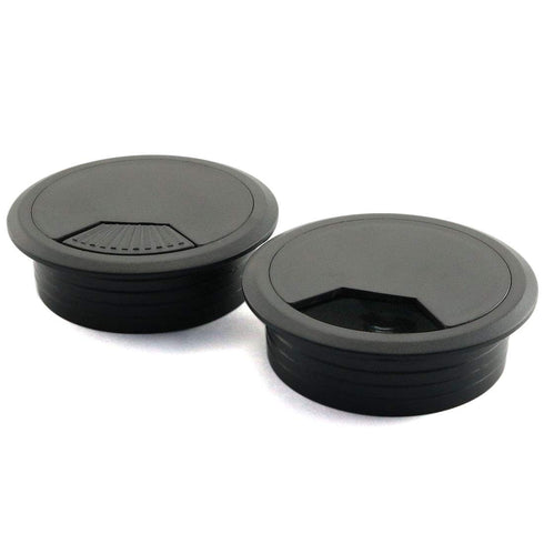 HJ Garden 2pcs Desk Wire Cord Cable Grommets, 2.8"L x 2.8"W Hole Cover for Office PC Cable Organizer, Black