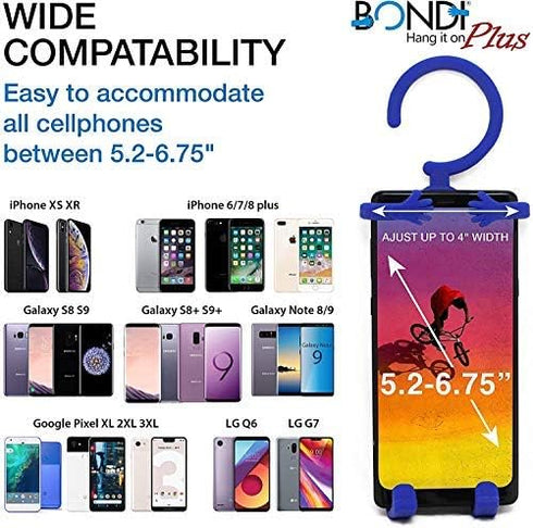 Bondi Plus Flex Phone Holder and Stand, Adjustable Flexible Silicone Case for Car, Bike, Desk, up to 6.75" Phones