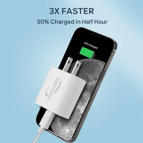 20W USB-C Power Adapter - Fast Charger Block Wall Plug for iPhone, Samsung Galaxy