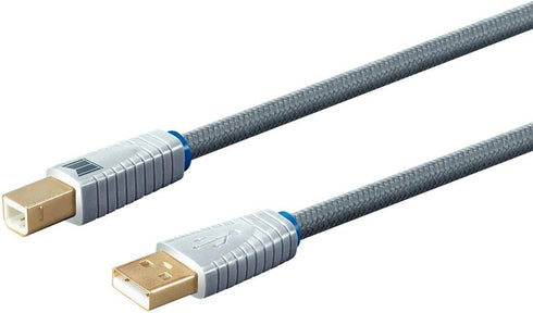 22AWG, 1 Monolith USB Digital Audio Cable - USB Type-A to USB Type-B, Gold-Plated Connectors, Meter, Gray
