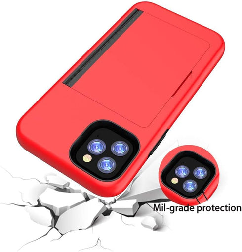 iPhone 12/12 Pro Case with Card Holder, Credit Card Slot Protective Wallet Cover Case - Purple