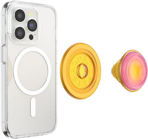 PopSockets Round Phone Grip Compatible with MagSafe - Jelly Sunni, Adapter Ring Included