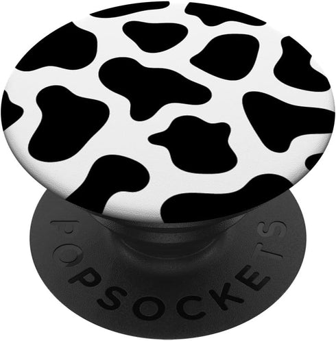 Cow Print Black and White Design, PopSockets Standard PopGrip for Teen Girls and Women