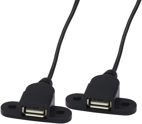 QiCheng&LYS USB 2.0 Male to Dual Female Charging Extension Cable, 5ft Panel Mount Cable with Screw Hole for Furniture