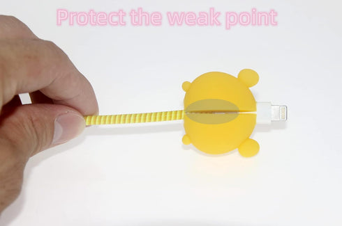 3D Cute Cartoon Charger Protector Case, Compatible for Apple 20W USB-C Power Adapter and Lightning Cable (Yellow Winnie)