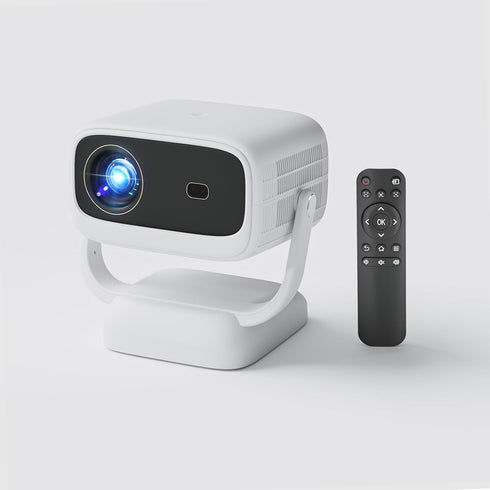 FXiaoy Portable WiFi Bluetooth Projector, 4K Support Smart Mini Projector with Rotatable Stand,